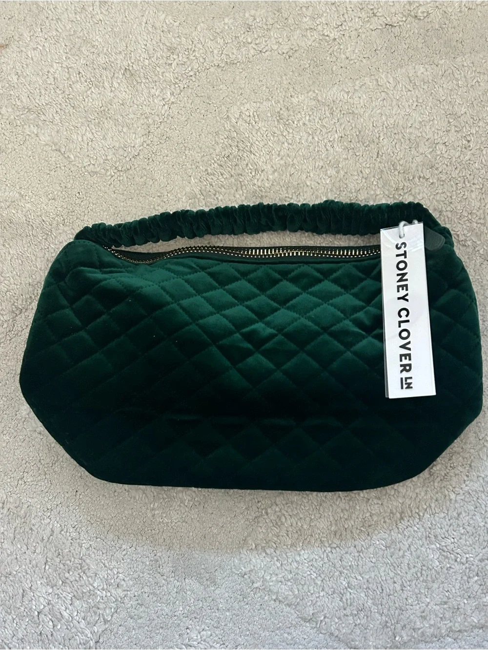 Stoney CloverGreen Velvet Scrunch Handle Bag NWT